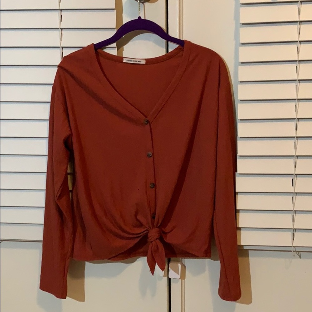 ✨LAST CHANCE ✨Never worn Medium Rust V-Neck
